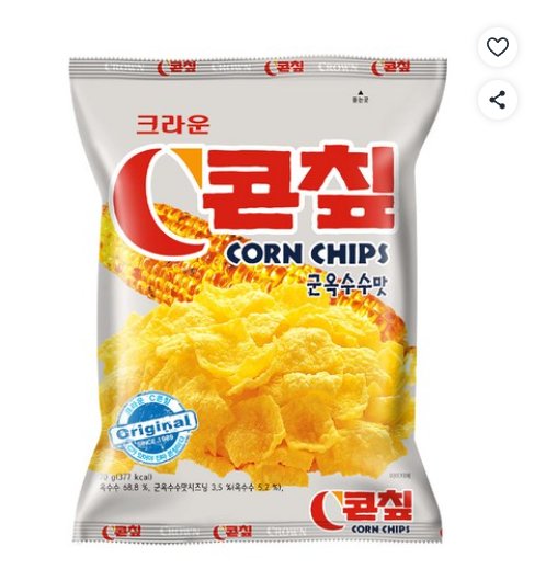 [쿠팡] (로켓프레시) 콘칲 크라운 C콘칲 군옥수수맛, 70g, 1개