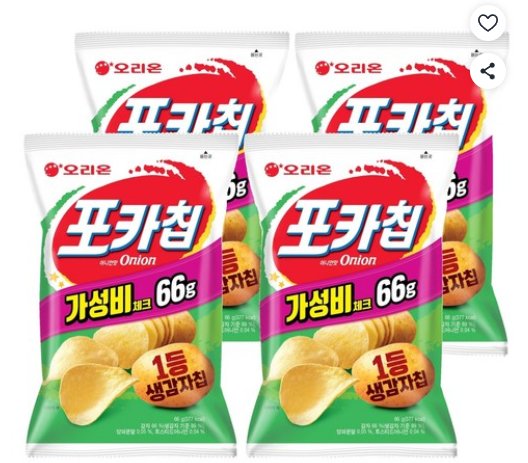 [쿠팡] 오리온 포카칩 어니언맛, 66g, 4개