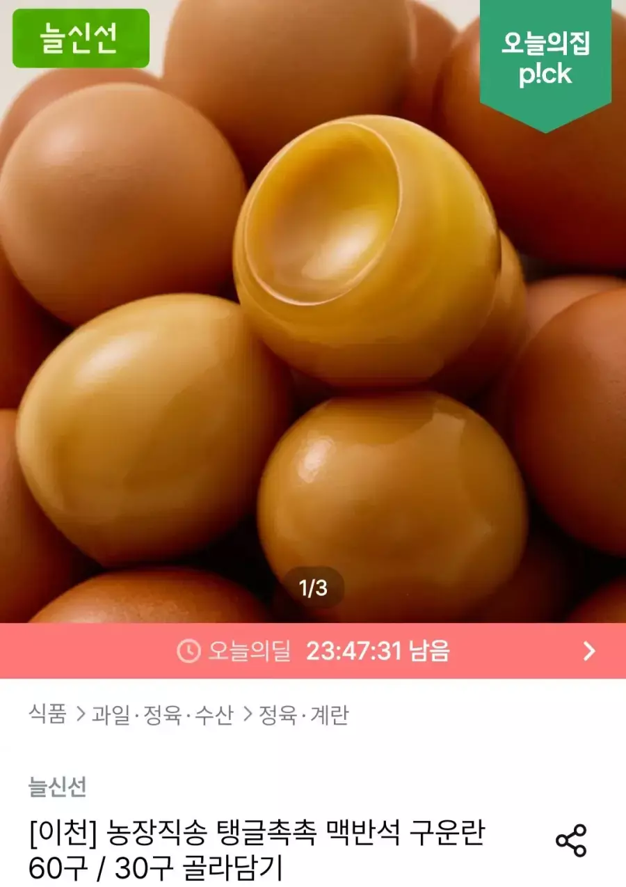 [오늘의집] 맥반석 구운란 60구 대란