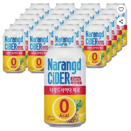 [쿠팡] 나랑드사이다 제로 파인애플 캔, 345ml, 24개