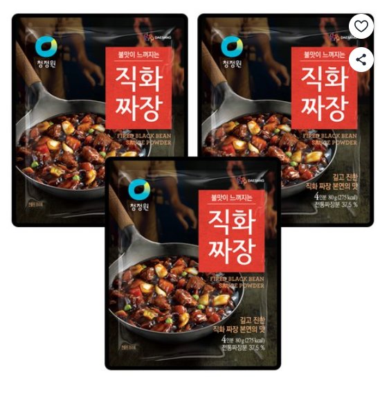 [쿠팡] 청정원 직화짜장 분말, 80g, 3개